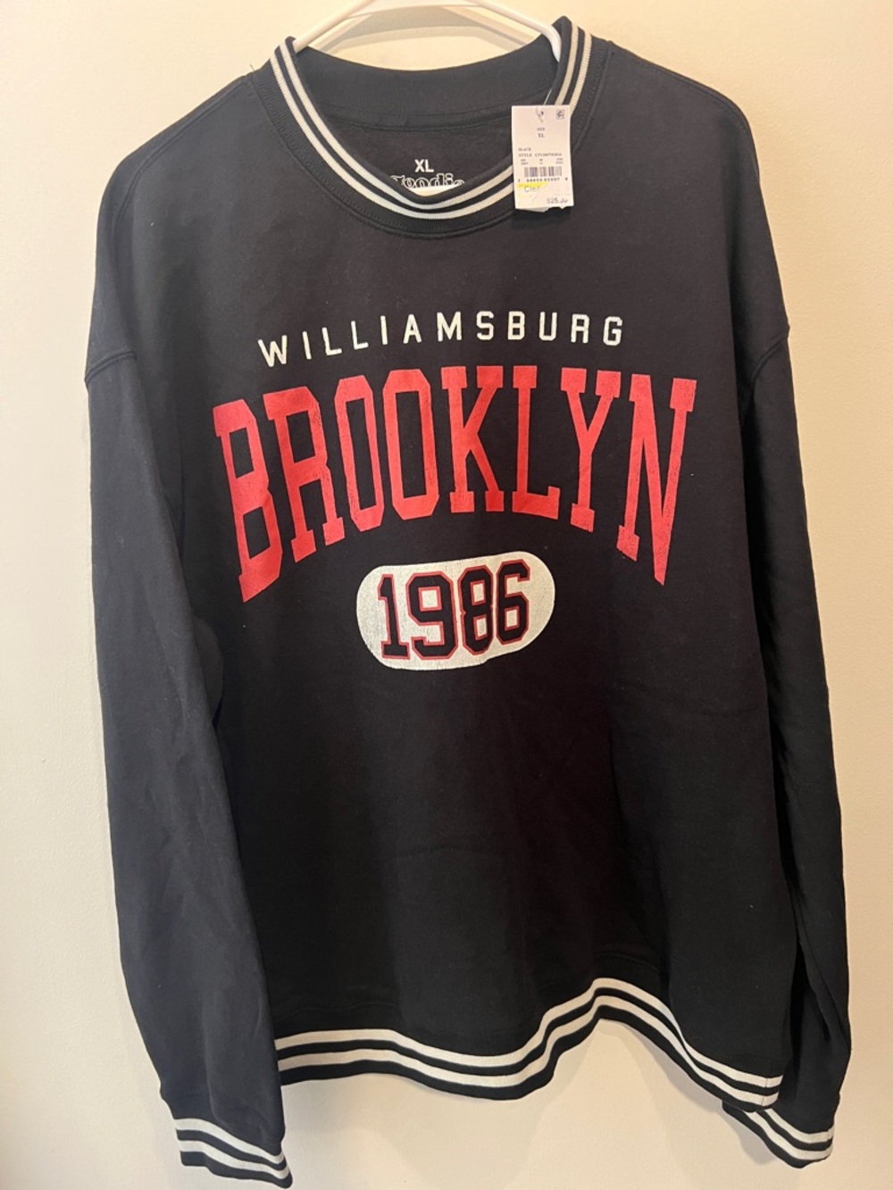 Williamsburg Brooklyn Crewneck Sweater in Black and Red